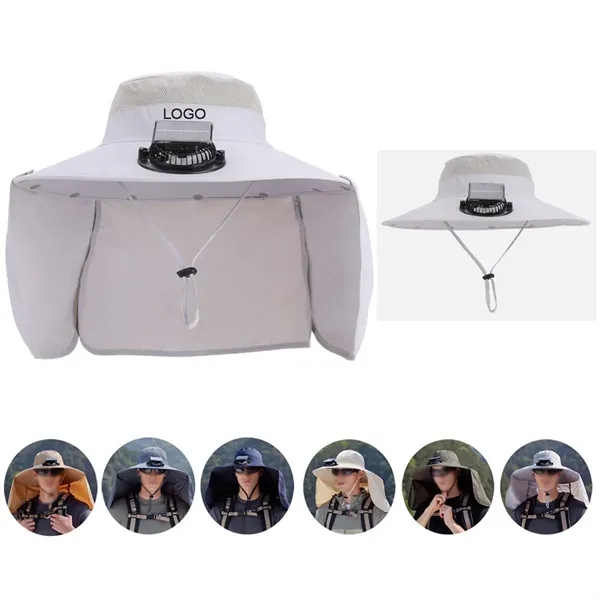 Outdoor Wide Brim Sun Hats With Solar Fan - Outdoor Wide Brim Sun Hats With Solar Fan - Image 0 of 3