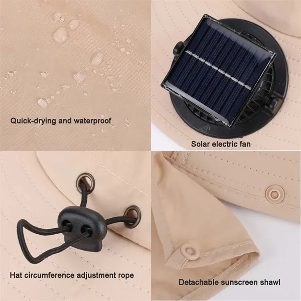 Outdoor Wide Brim Sun Hats With Solar Fan - Outdoor Wide Brim Sun Hats With Solar Fan - Image 1 of 3