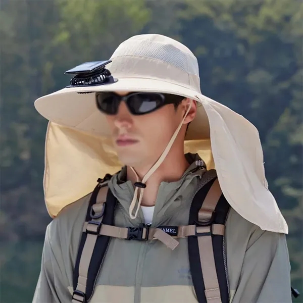 Outdoor Wide Brim Sun Hats With Solar Fan - Outdoor Wide Brim Sun Hats With Solar Fan - Image 2 of 3