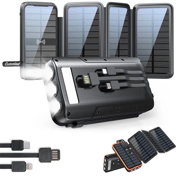 Wireless Solar Power Bank w/ Flashlight Multi Port Charging - Wireless Solar Power Bank w/ Flashlight Multi Port Charging - Image 0 of 6