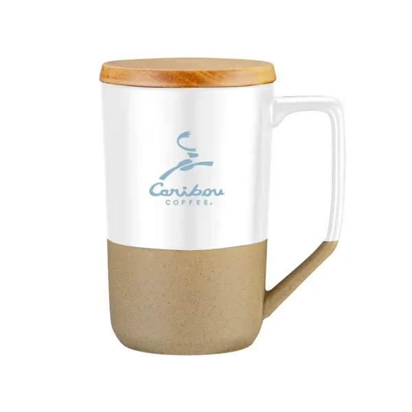 Rochester 15oz Two-Tone Ceramic Mug w/Wood Lid - Rochester 15oz Two-Tone Ceramic Mug w/Wood Lid - Image 1 of 2