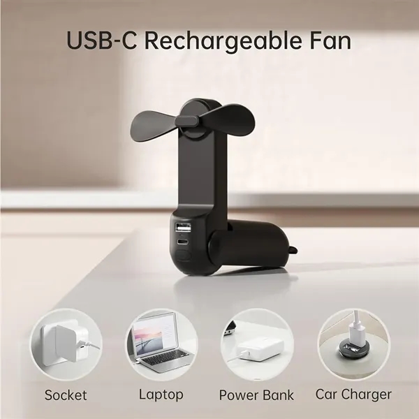 Rechargeable Portable Mini Fan with Power Bank - Rechargeable Portable Mini Fan with Power Bank - Image 3 of 4