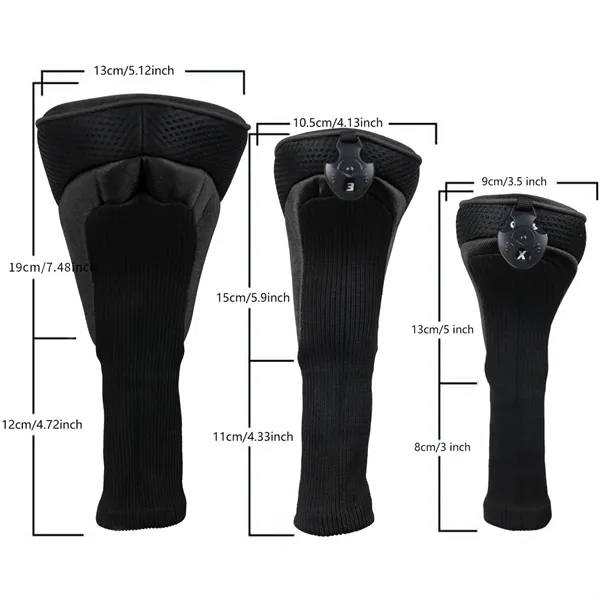 3 Pieces Long Neck Mesh Sports Golf Club Headcovers Set - 3 Pieces Long Neck Mesh Sports Golf Club Headcovers Set - Image 1 of 4
