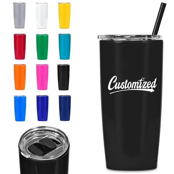 20oz Double Wall Tumbler with Straw - 20oz Double Wall Tumbler with Straw - Image 0 of 5