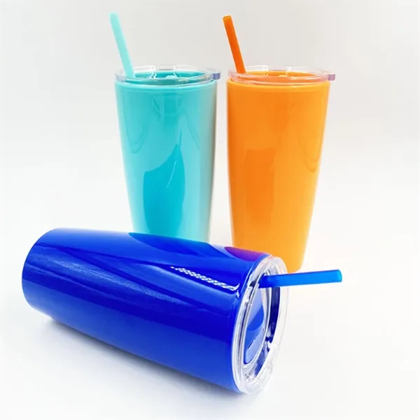 20oz Double Wall Tumbler with Straw - 20oz Double Wall Tumbler with Straw - Image 4 of 5