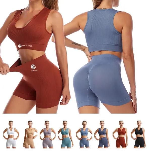 Yoga workout gym women high waist legging with sport bra set - Yoga workout gym women high waist legging with sport bra set - Image 0 of 4