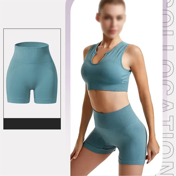 Yoga workout gym women high waist legging with sport bra set - Yoga workout gym women high waist legging with sport bra set - Image 3 of 4
