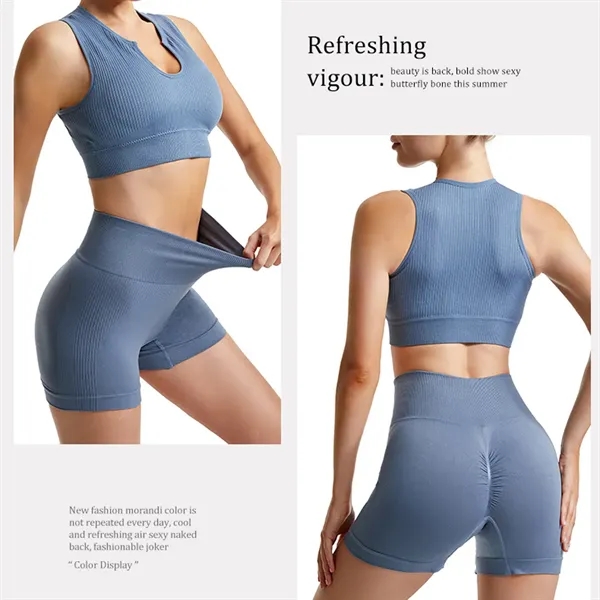 Yoga workout gym women high waist legging with sport bra set - Yoga workout gym women high waist legging with sport bra set - Image 4 of 4