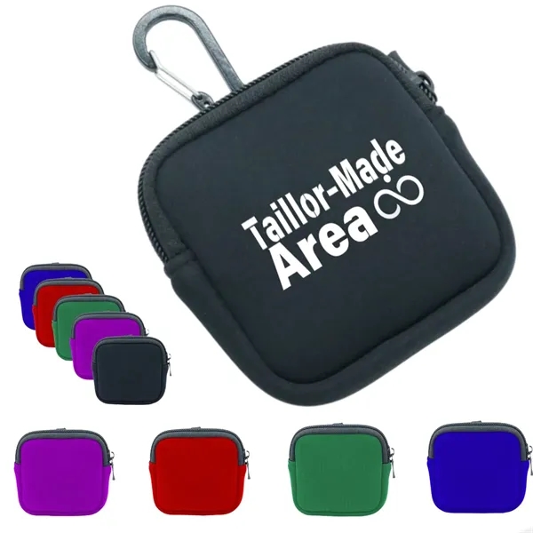 Custom Logo Neoprene Earphone Case with Zipper and Clip - Custom Logo Neoprene Earphone Case with Zipper and Clip - Image 0 of 6