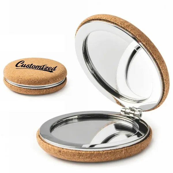 Eco-Friendly Cork Portable Compact Cosmetic Mirror - Eco-Friendly Cork Portable Compact Cosmetic Mirror - Image 0 of 4