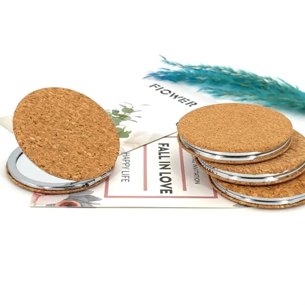 Eco-Friendly Cork Portable Compact Cosmetic Mirror - Eco-Friendly Cork Portable Compact Cosmetic Mirror - Image 3 of 4