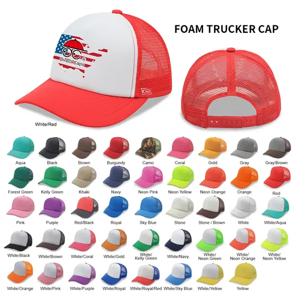Foam Trucker Cap, 5 Panels,  Mesh Back, Snapback - Foam Trucker Cap, 5 Panels,  Mesh Back, Snapback - Image 50 of 50