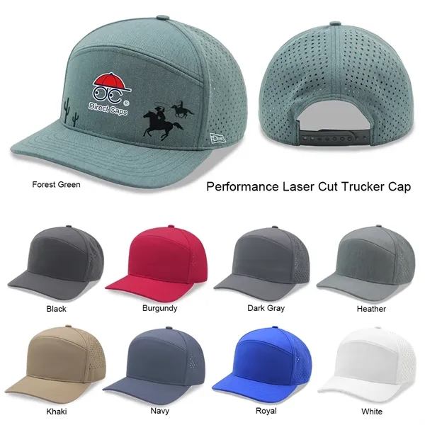 7 Panels Golf trucker cap w/ laser cut mesh back - 7 Panels Golf trucker cap w/ laser cut mesh back - Image 15 of 15
