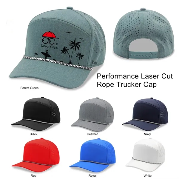 5 Panel Golfer Trucker Cap w/Laser Cut Mesh Back - 5 Panel Golfer Trucker Cap w/Laser Cut Mesh Back - Image 16 of 16