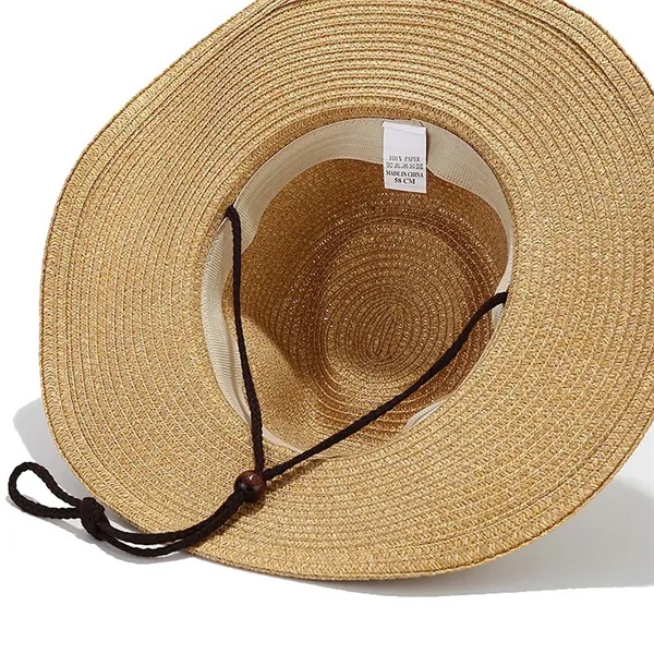 Western Style Wide Brim Straw Sun Hat with Chin Strap - Western Style Wide Brim Straw Sun Hat with Chin Strap - Image 1 of 4