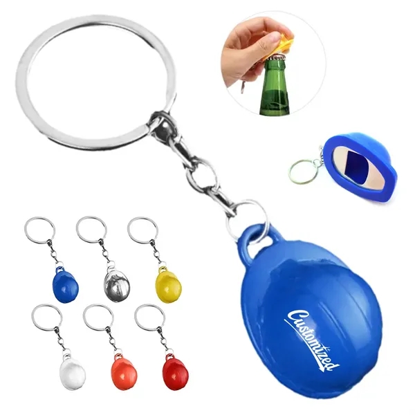 Promotional Construction Hard Hat Bottle Opener w/ Keychain - Promotional Construction Hard Hat Bottle Opener w/ Keychain - Image 0 of 7