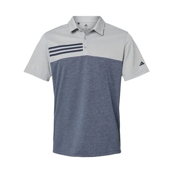 Adidas Men's Heathered Colorblocked 3-Stripes Polo - Adidas Men's Heathered Colorblocked 3-Stripes Polo - Image 5 of 10