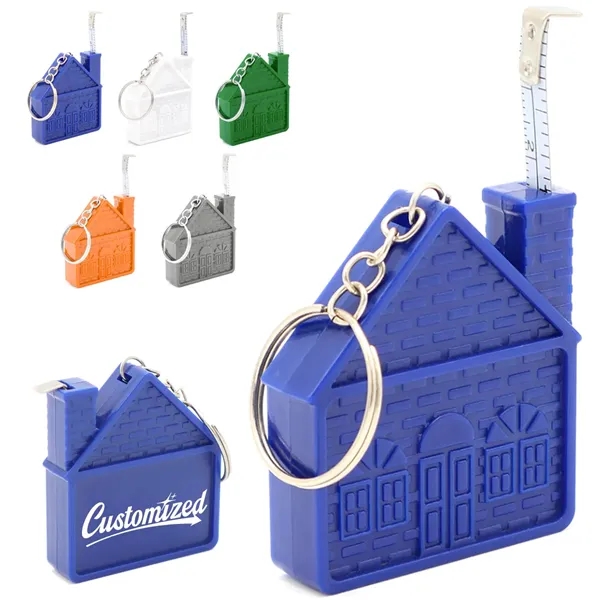 Custom House Shaped Mini Tape Measure Keychain - Custom House Shaped Mini Tape Measure Keychain - Image 0 of 4