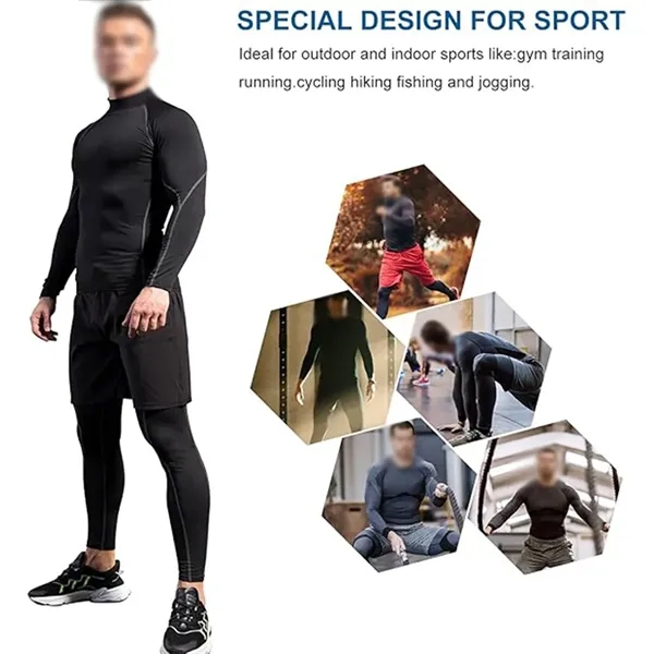 Long sleeve athletic workout tops men's compression shirts - Long sleeve athletic workout tops men's compression shirts - Image 3 of 3