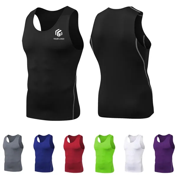Men bodybuilding gym athletic tight compression tank top - Men bodybuilding gym athletic tight compression tank top - Image 0 of 4
