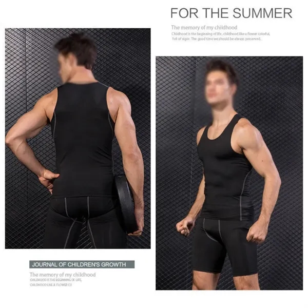 Men bodybuilding gym athletic tight compression tank top - Men bodybuilding gym athletic tight compression tank top - Image 2 of 4