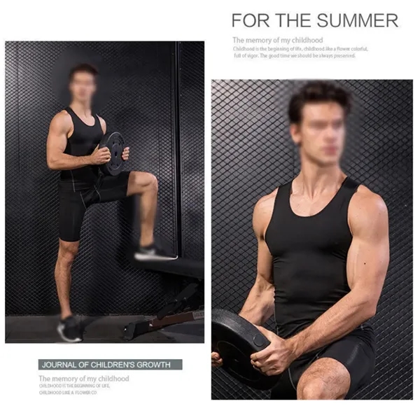 Men bodybuilding gym athletic tight compression tank top - Men bodybuilding gym athletic tight compression tank top - Image 3 of 4