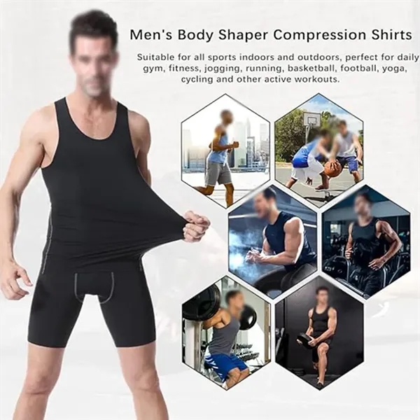 Men bodybuilding gym athletic tight compression tank top - Men bodybuilding gym athletic tight compression tank top - Image 4 of 4