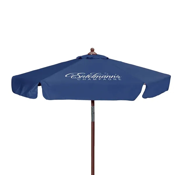 7' Wood Look Tilting Market Umbrella Kit With Valance 1 Imp