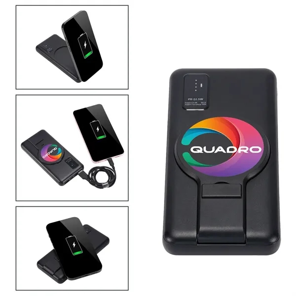 Custom Wireless Power Bank with Stand - 8,000 mAh