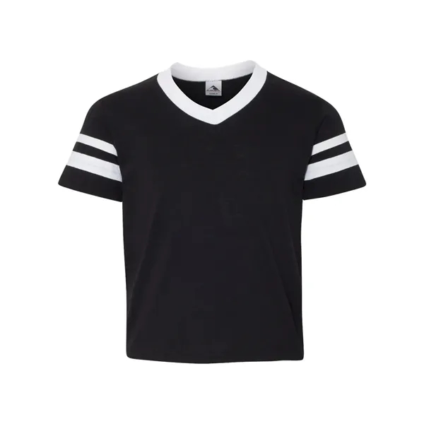 Augusta Sportswear Youth V-Neck Jersey with Striped Sleeves - Augusta Sportswear Youth V-Neck Jersey with Striped Sleeves - Image 1 of 25