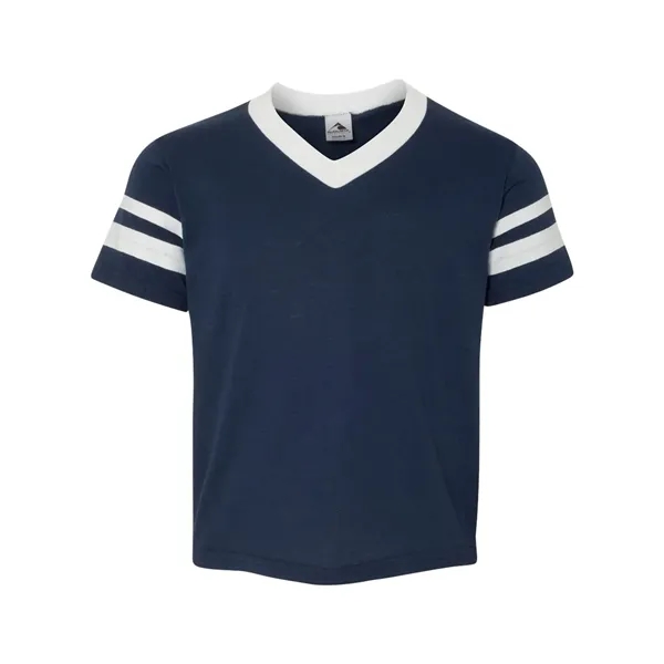 Augusta Sportswear Youth V-Neck Jersey with Striped Sleeves - Augusta Sportswear Youth V-Neck Jersey with Striped Sleeves - Image 11 of 25