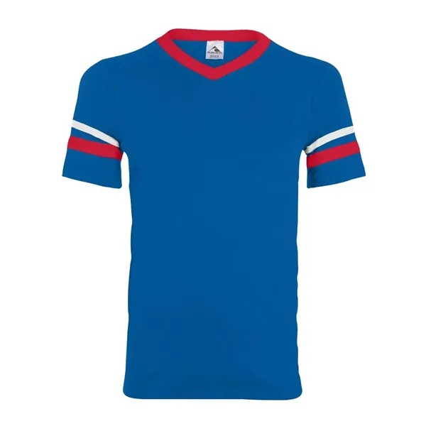 Augusta Sportswear Youth V-Neck Jersey with Striped Sleeves - Augusta Sportswear Youth V-Neck Jersey with Striped Sleeves - Image 15 of 25