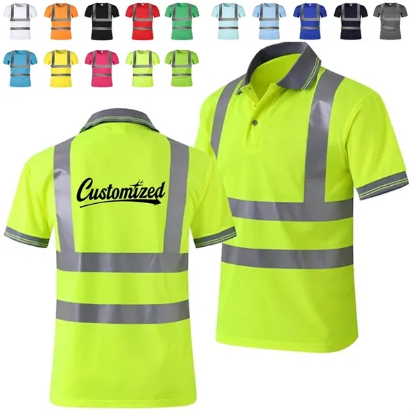 Reflective Safety Polo Workwear Quick-Dry T-Shirt Clothes - Reflective Safety Polo Workwear Quick-Dry T-Shirt Clothes - Image 0 of 5