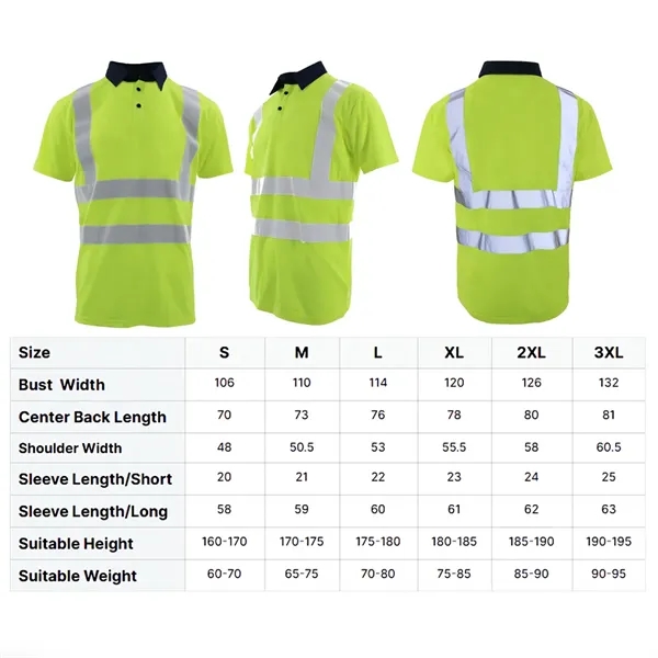 Reflective Safety Polo Workwear Quick-Dry T-Shirt Clothes - Reflective Safety Polo Workwear Quick-Dry T-Shirt Clothes - Image 1 of 5