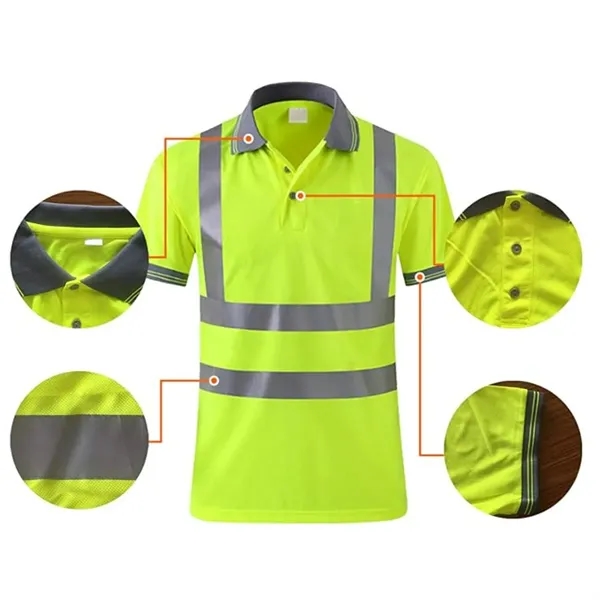 Reflective Safety Polo Workwear Quick-Dry T-Shirt Clothes - Reflective Safety Polo Workwear Quick-Dry T-Shirt Clothes - Image 3 of 5