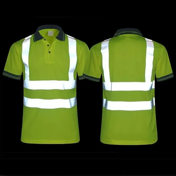Reflective Safety Polo Workwear Quick-Dry T-Shirt Clothes - Reflective Safety Polo Workwear Quick-Dry T-Shirt Clothes - Image 4 of 5
