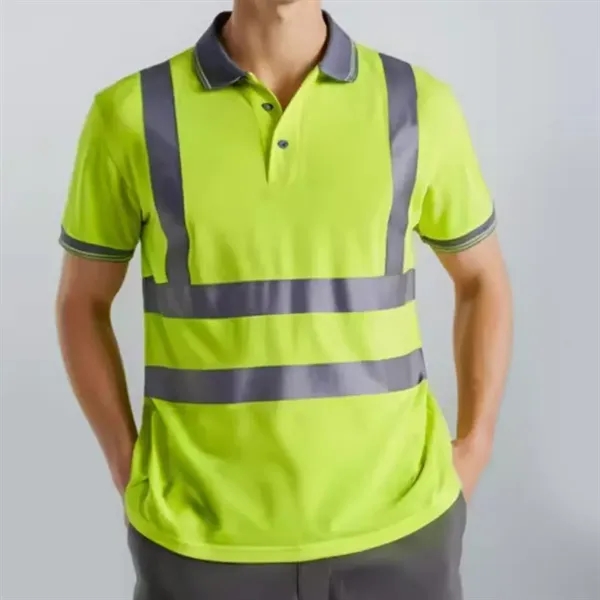 Reflective Safety Polo Workwear Quick-Dry T-Shirt Clothes - Reflective Safety Polo Workwear Quick-Dry T-Shirt Clothes - Image 5 of 5
