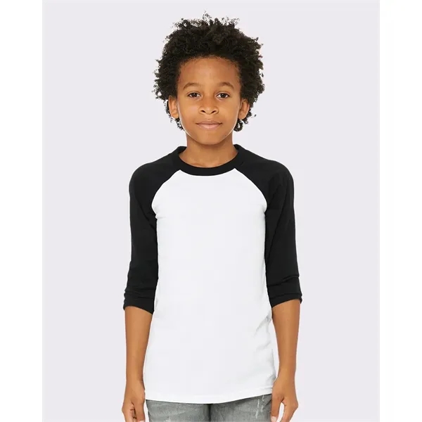 BELLA + CANVAS Youth Three-Quarter Sleeve Baseball Tee - BELLA + CANVAS Youth Three-Quarter Sleeve Baseball Tee - Image 0 of 8