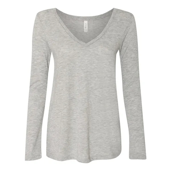 BELLA + CANVAS Women's Flowy Long Sleeve V-Neck Tee - BELLA + CANVAS Women's Flowy Long Sleeve V-Neck Tee - Image 0 of 13