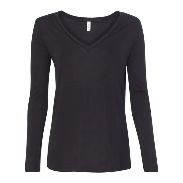 BELLA + CANVAS Women's Flowy Long Sleeve V-Neck Tee - BELLA + CANVAS Women's Flowy Long Sleeve V-Neck Tee - Image 2 of 13