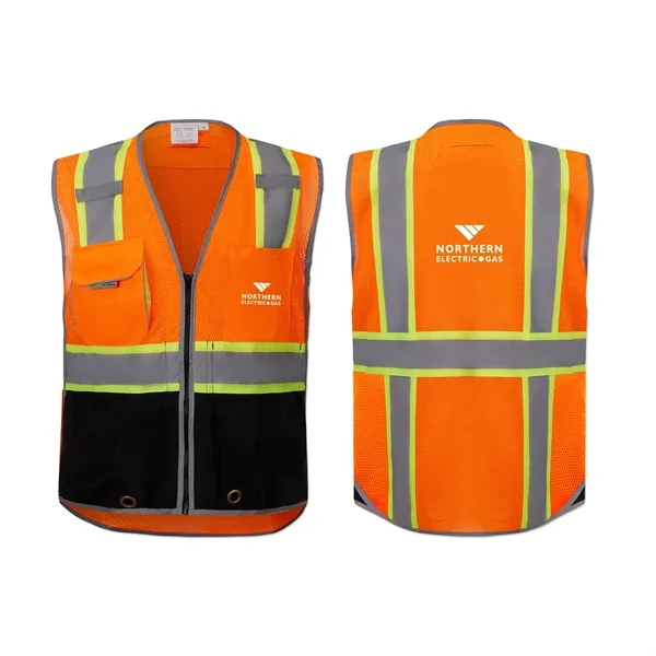 Deluxe Black Bottom Vest with iPad Pocket and D-Ring Pass - Deluxe Black Bottom Vest with iPad Pocket and D-Ring Pass - Image 1 of 5