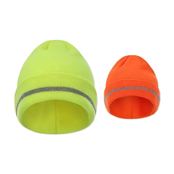 12" Folded Safety Beanie with Reflective Threads - 12" Folded Safety Beanie with Reflective Threads - Image 5 of 5