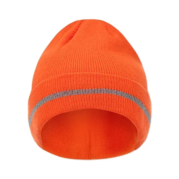 12" Folded Safety Beanie with Reflective Threads - 12" Folded Safety Beanie with Reflective Threads - Image 2 of 5
