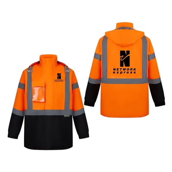 ANSI Class 3 Water Resistant Safety Parka w/ Detachable Hood - ANSI Class 3 Water Resistant Safety Parka w/ Detachable Hood - Image 1 of 5