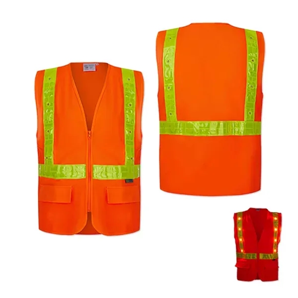 Class 2 LED Light Compliant with Reflexite PVC Safety Vest - Class 2 LED Light Compliant with Reflexite PVC Safety Vest - Image 1 of 1