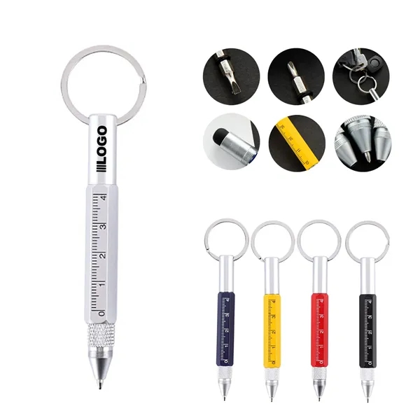 Portable Multi Tool Ruler Ballpoint Pens Keychain - Portable Multi Tool Ruler Ballpoint Pens Keychain - Image 0 of 2