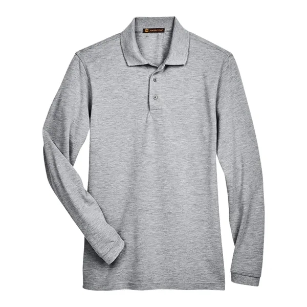Harriton Men's Easy Blend™ Long Sleeve Polo - Harriton Men's Easy Blend™ Long Sleeve Polo - Image 3 of 6