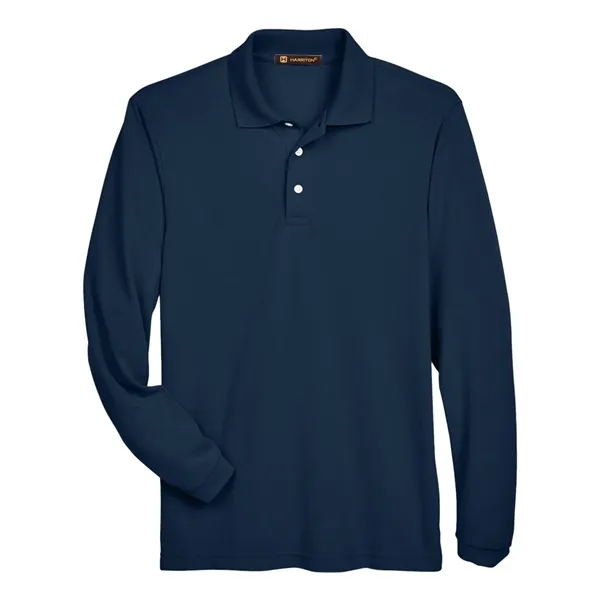 Harriton Men's Easy Blend™ Long Sleeve Polo - Harriton Men's Easy Blend™ Long Sleeve Polo - Image 5 of 6