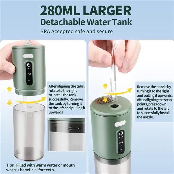 Water Dental Flosser 280ML Portable Oral Irrigator - Water Dental Flosser 280ML Portable Oral Irrigator - Image 6 of 6