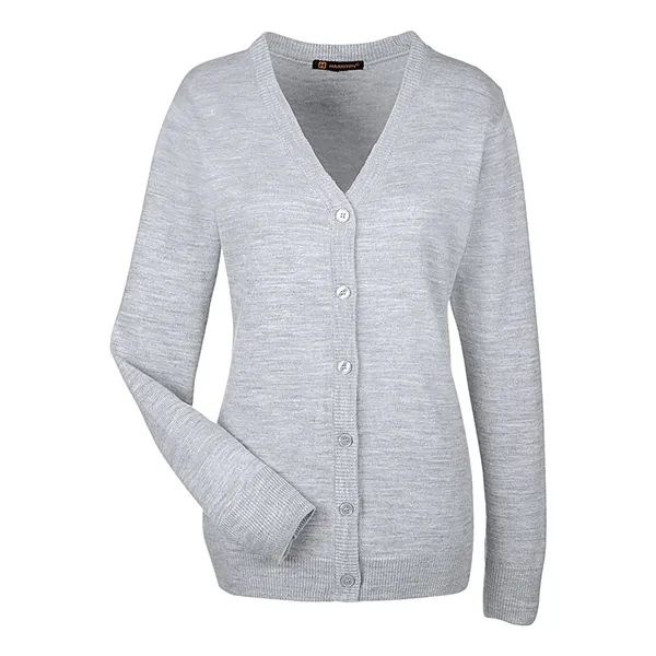 Harriton Women's Pilbloc V-Neck Button Cardigan Sweater - Harriton Women's Pilbloc V-Neck Button Cardigan Sweater - Image 3 of 5